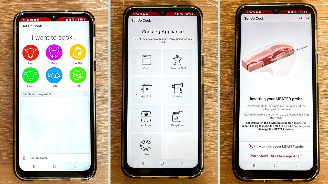 Meater Pro meat thermometer app display