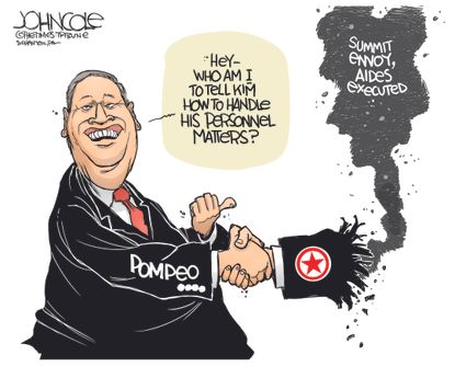 Political Cartoon U.S. Trump Kim Jong-Un Mike Pompeo Nuclear War