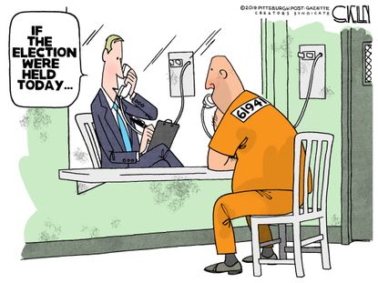 Political Cartoon U.S. 2020 elections prison poll