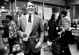 GOP Congressional candidate Jack Swigert at his polling place on Nov. 3, 1982.