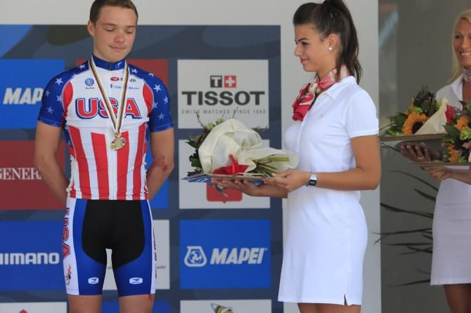 Junior men's time trial world championship bronze medalist Zeke Mostov (USA)