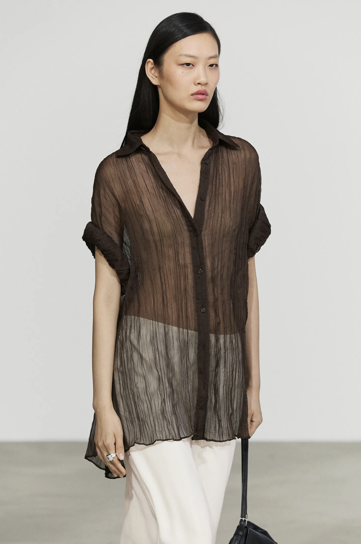 Massimo Dutti, Total Look Pleated Shirt