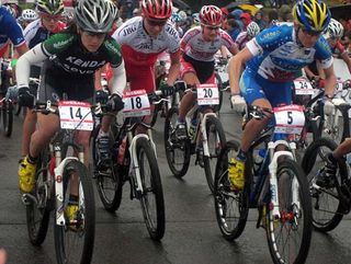 The start of the women's race at Mont Sainte Anne