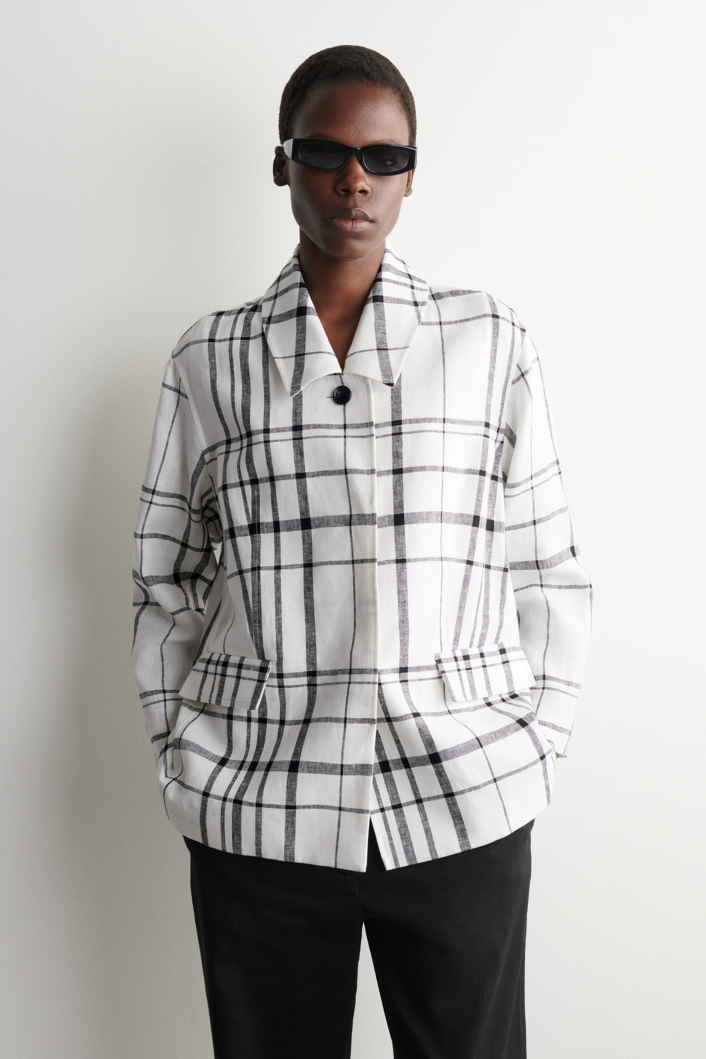 Checked Linen Blazer
