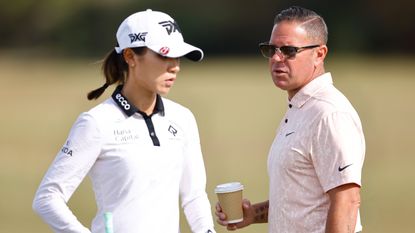 Lydia Ko and Sean Foley during a practice round at the 2021 CME Group Tour Championship