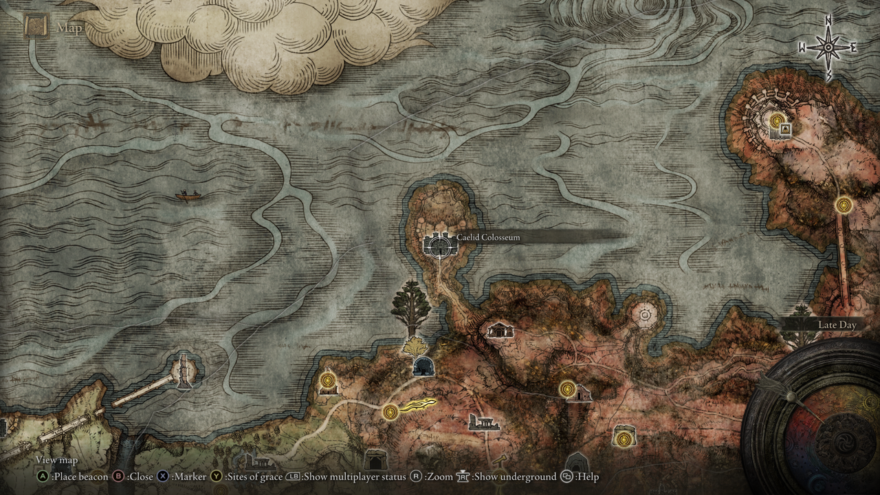 The location of the Caelid Colosseum.