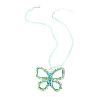 Gliquran Butterfly Choker Necklace - Large 2.5" X 3" Sparkly Green Butterfly Pendant for Women, Elegant Costume Jewelry