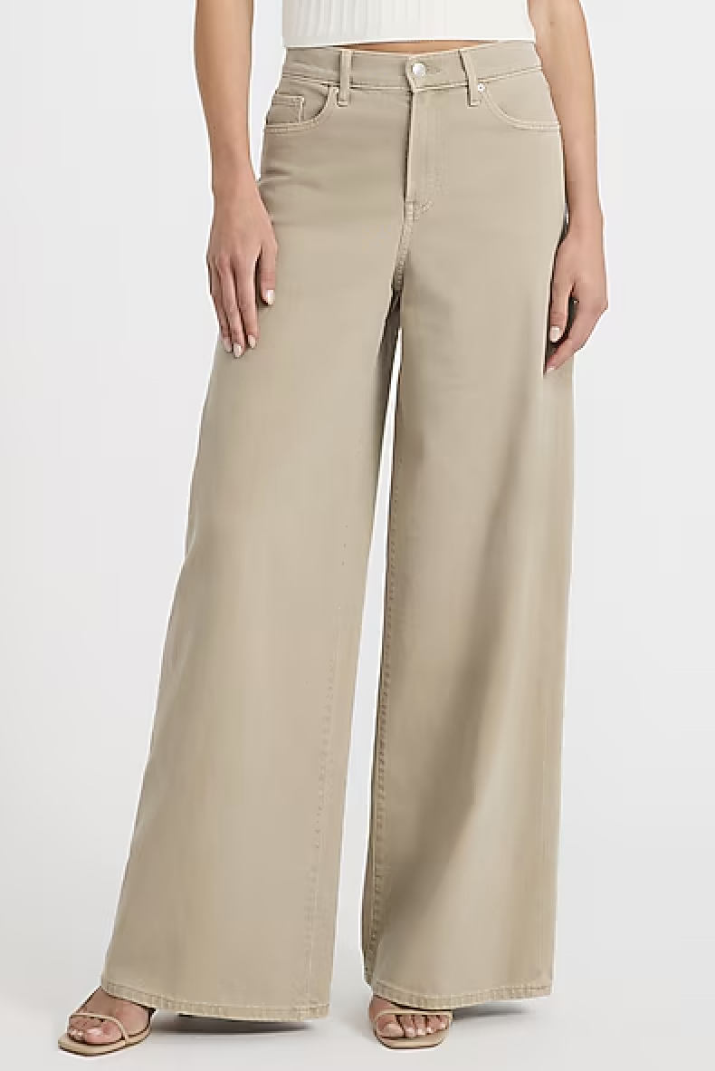 Express, High Waisted Relaxed Wide Leg Khaki Jeans