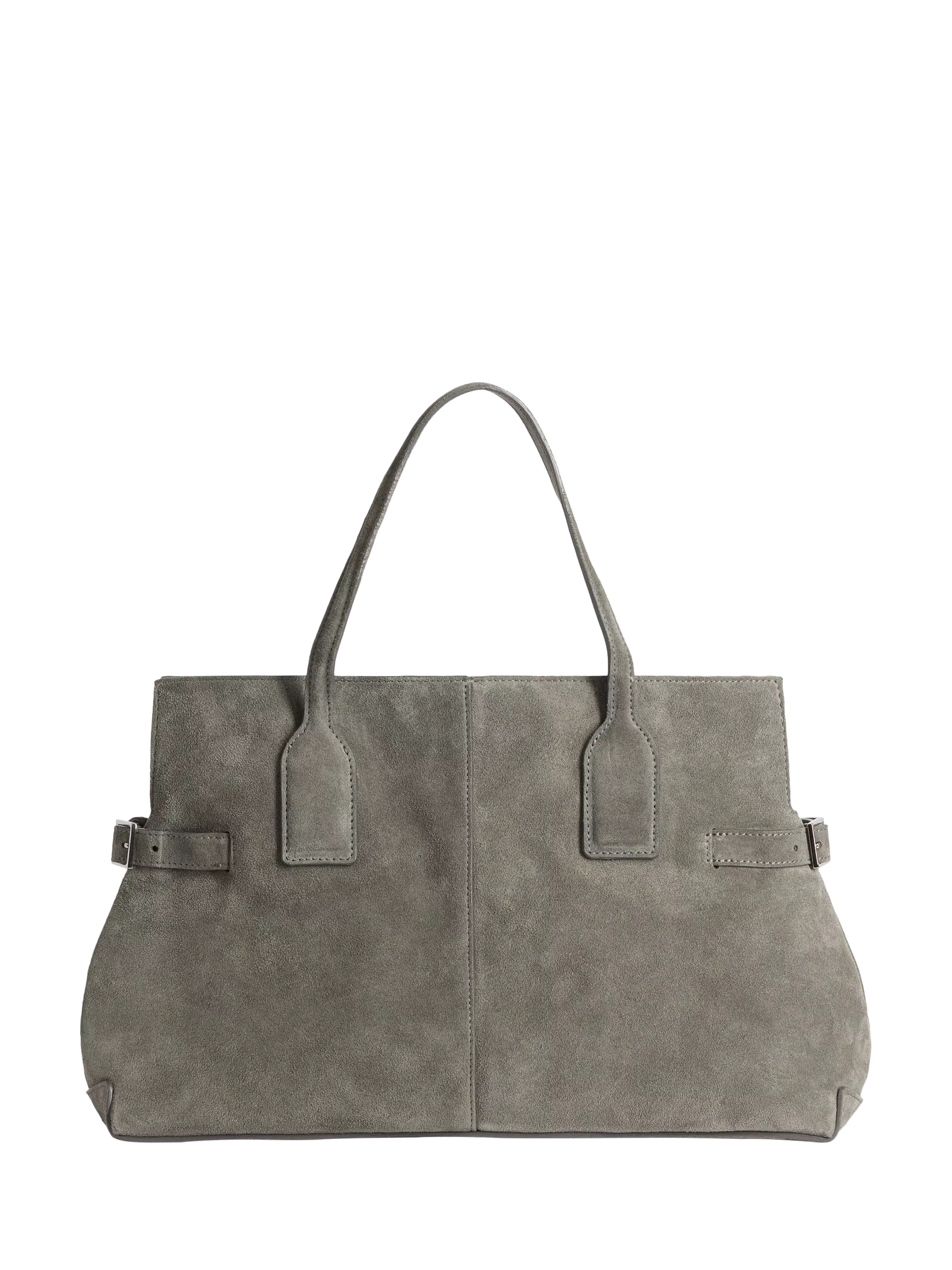 Flattered Lisa Suede Bowler Bag, Stone Grey