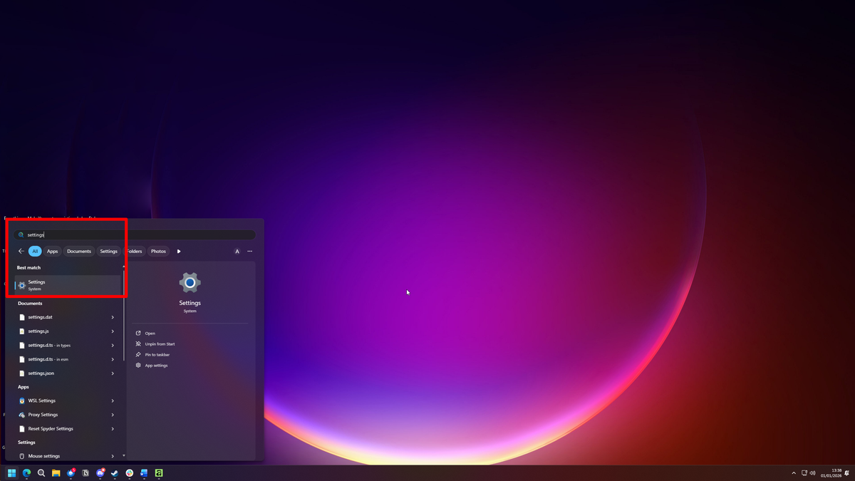 Windows 11 settings