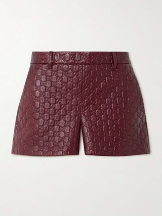 Logo-Debossed Leather Shorts