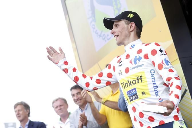 Rafal Majka (Tinkoff-Saxo) cemented his polka dot jersey on stage 18