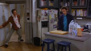 Kramer pops in in Seinfeld