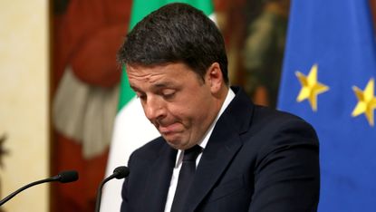 ROME, ITALY - DECEMBER 05:Italian Prime Minister Matteo Renzi give a speech after the results of the referendum on constitutional reforms at Palazzo Chigi on December 5, 2016 in Rome, Italy. 