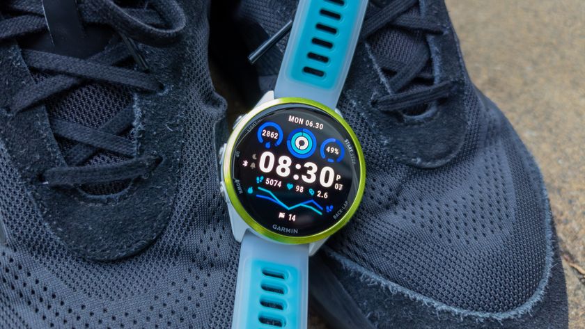 Garmin Forerunner 570 on black shoes