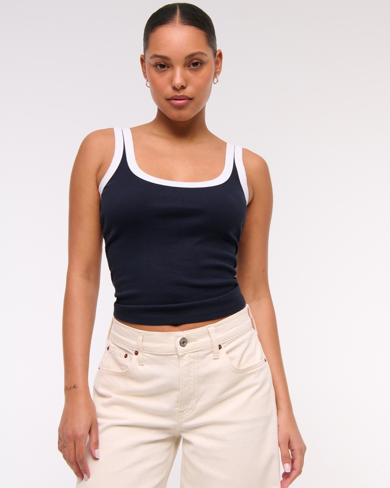 Vintage-Style Rib Tuckable Scoopneck Tank