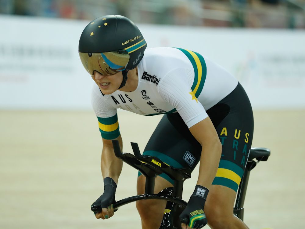 Rebecca Wiasak of Australia competes in Women's Individual Pusuit Qualifying on Day 4 in 2017 UCI Track Cycling World Championships