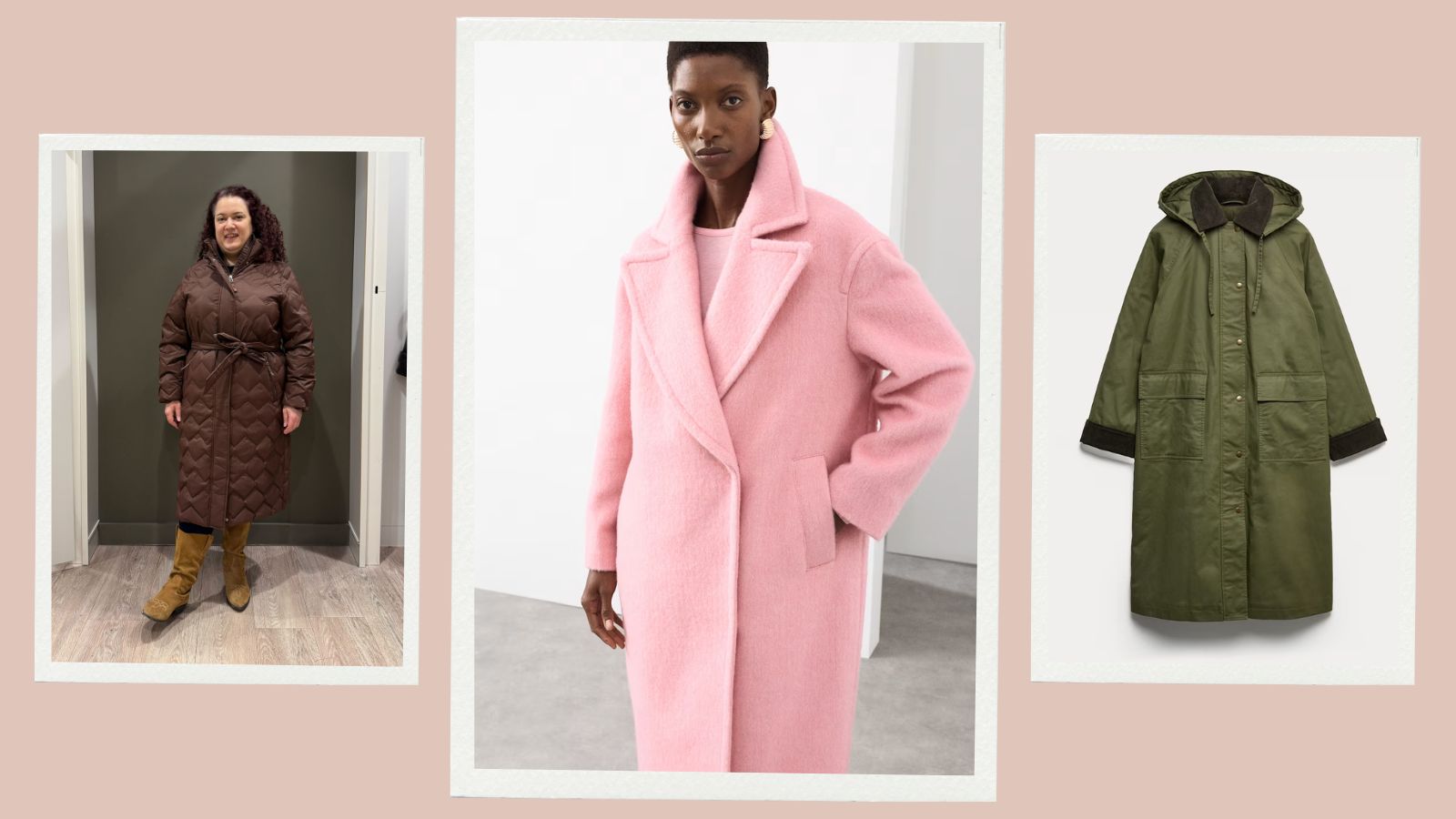 pictures of M&amp;S coats on Rivkie Baum, on a model and a still life