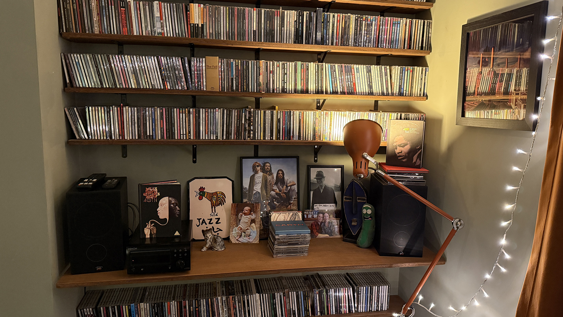 Several shelves of CDs.