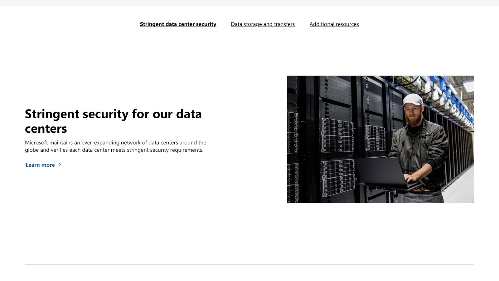 OneDrive's webpage discussing data center safety