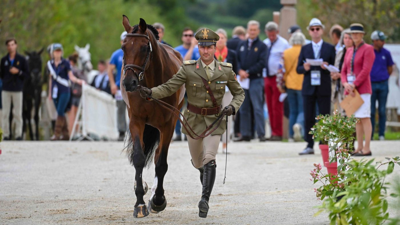 Emiliano PORTALE riding SCUDERIA 1918 FUTURE for ITA during the 1st Horse Inspection at the FEI Eventing European Championship in Haras du Pin in Normandy in France between the 9th-13th August 2023