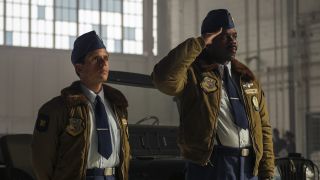 Two men in military jackets in Welcome to Derry