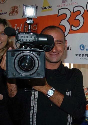 Paolo Bettini with television camera