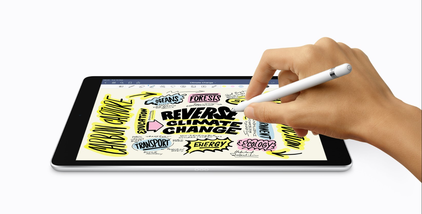 الرسم اليدوي على iPad 10.2 باستخدام Apple Pencil