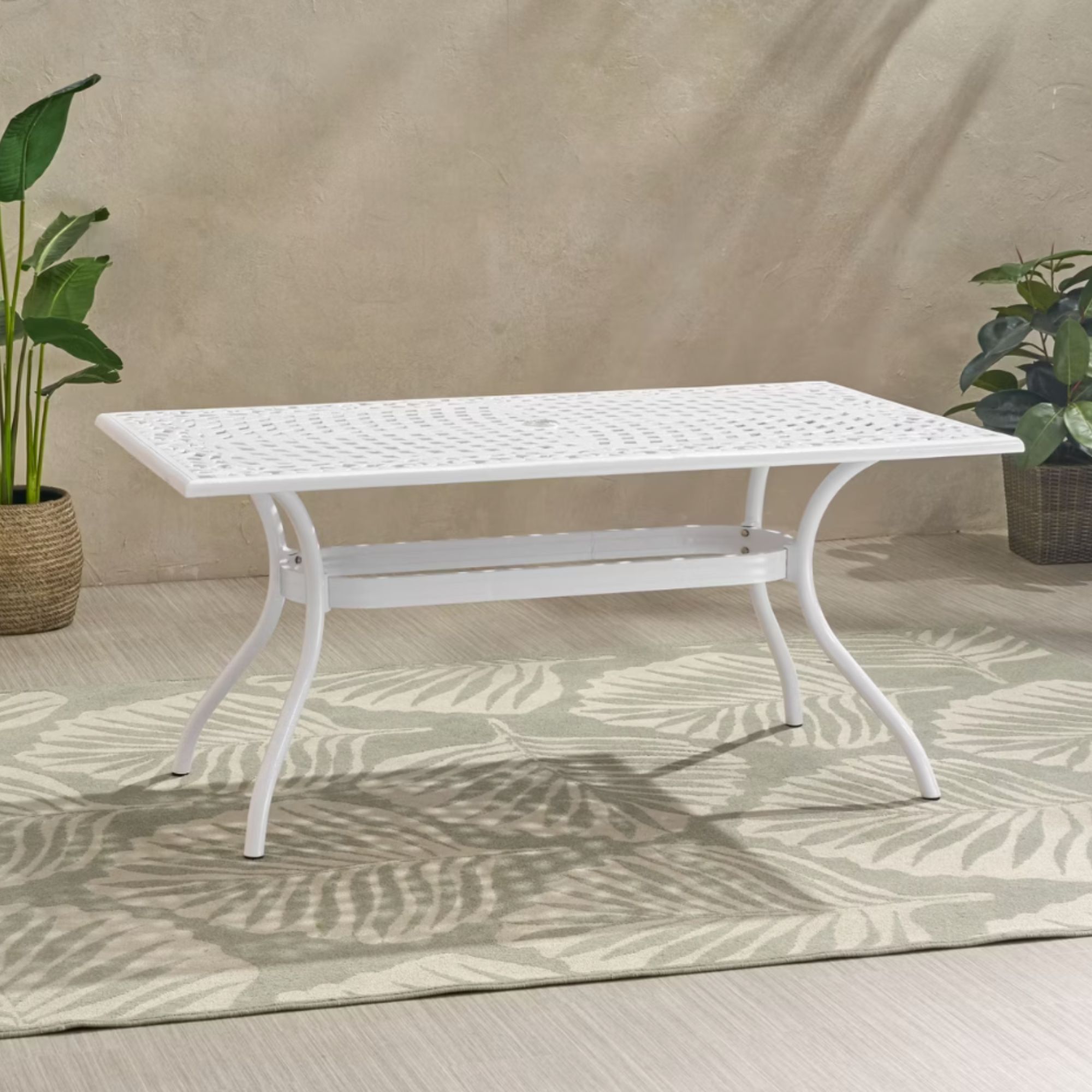 Christopher Knight Home Phoenix Traditional Outdoor Aluminum Rectangular Dining Table, White