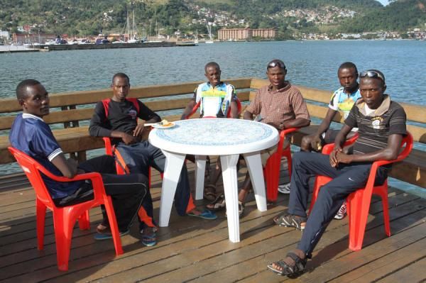 Team Rwanda relaxes at the end of a tough day