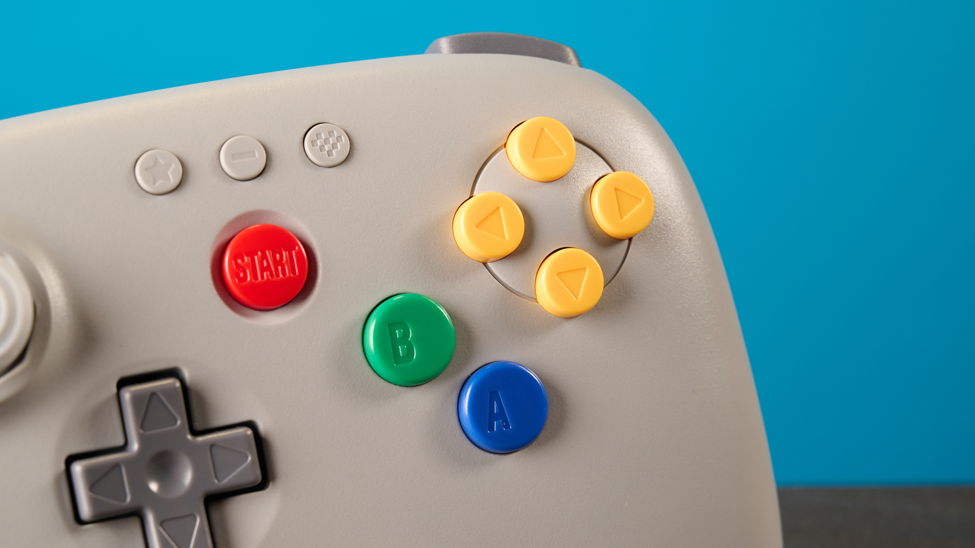 The 8BitDo 64 Controller against a blue background
