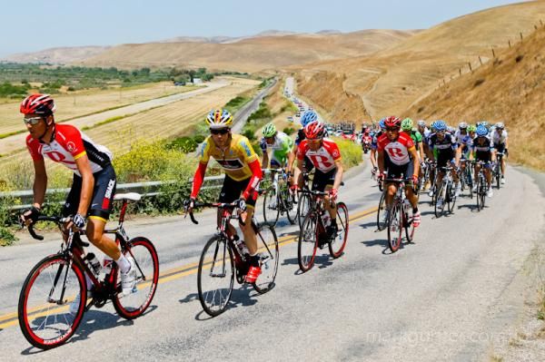 Chris Horner in the leaders jersey at the Tour of California.