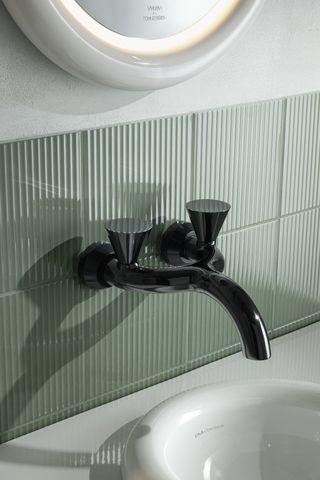 bathroom trends 2022 VitrA black taps by Tom Dixon