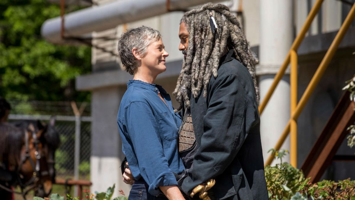 Carol and Ezekiel in a shot from The Walking Dead season 9