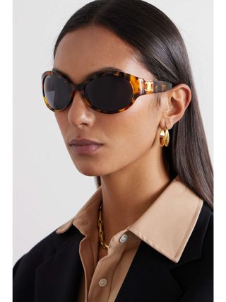 Triomphe Oversized Round-Frame Acetate Sunglasses