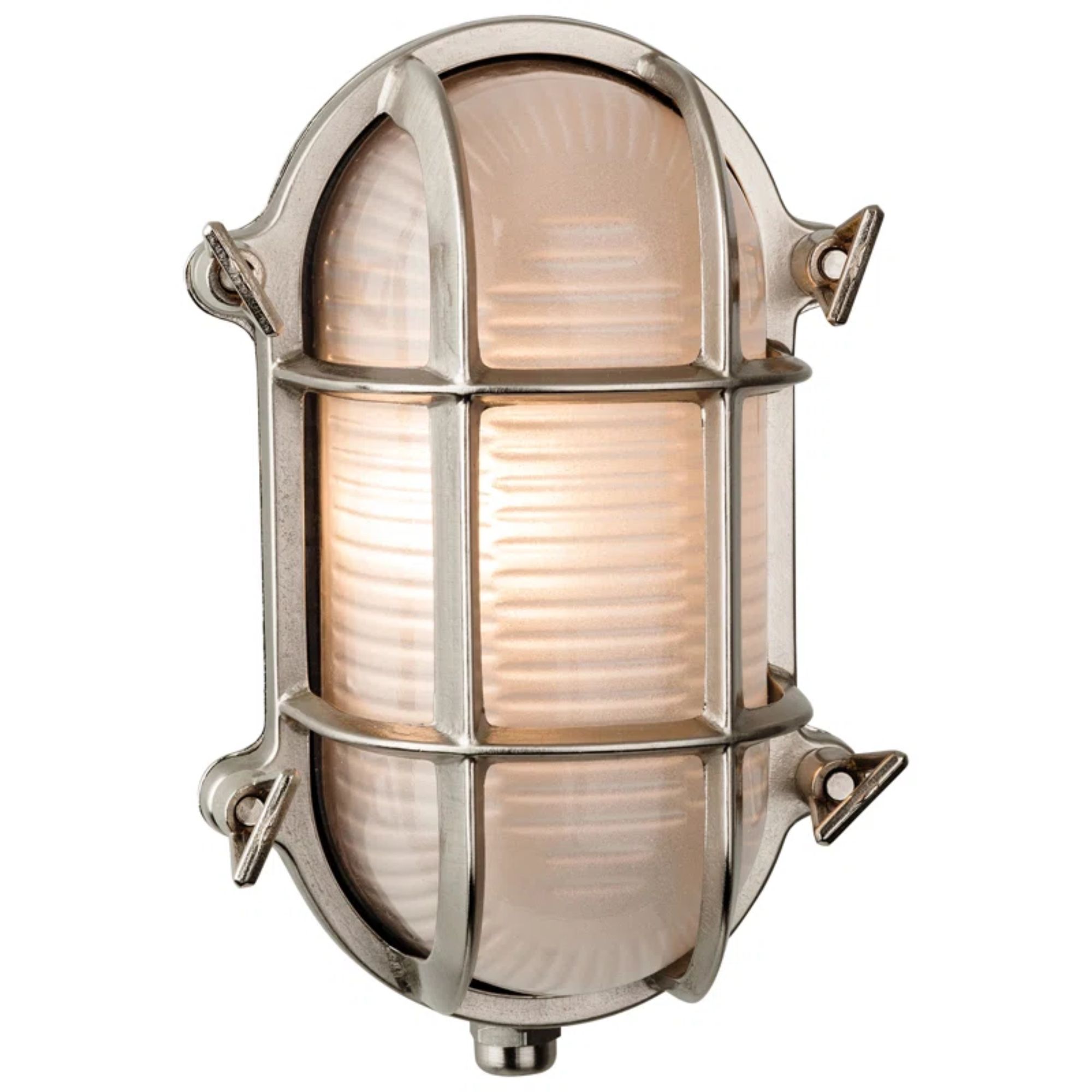 A bulkhead silver wall light