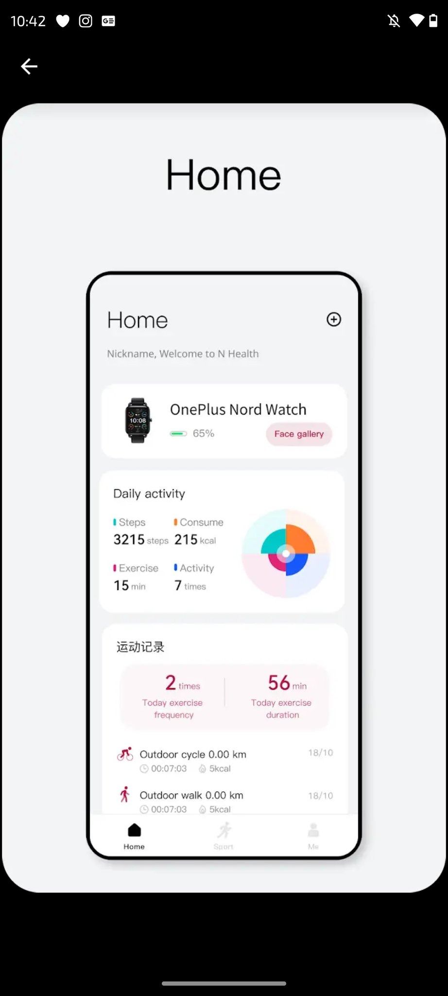 OnePlus Nord Watch screenshot of its accompanying app