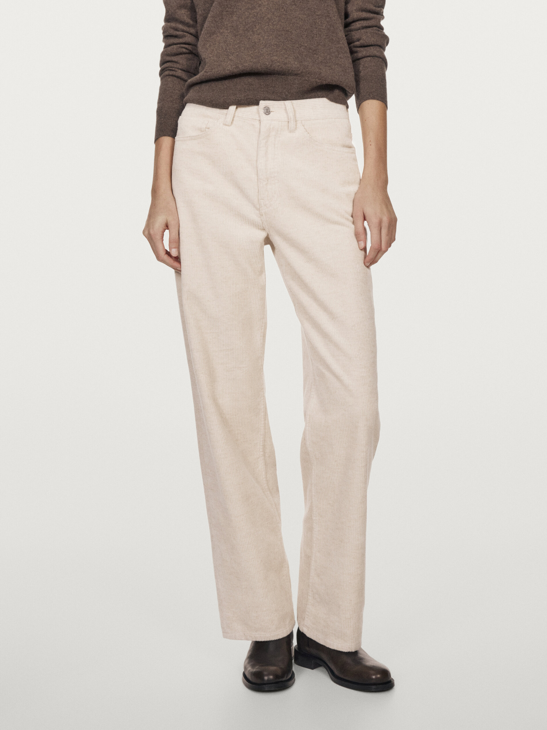 High-Waist Straight-Leg Corduroy Trousers