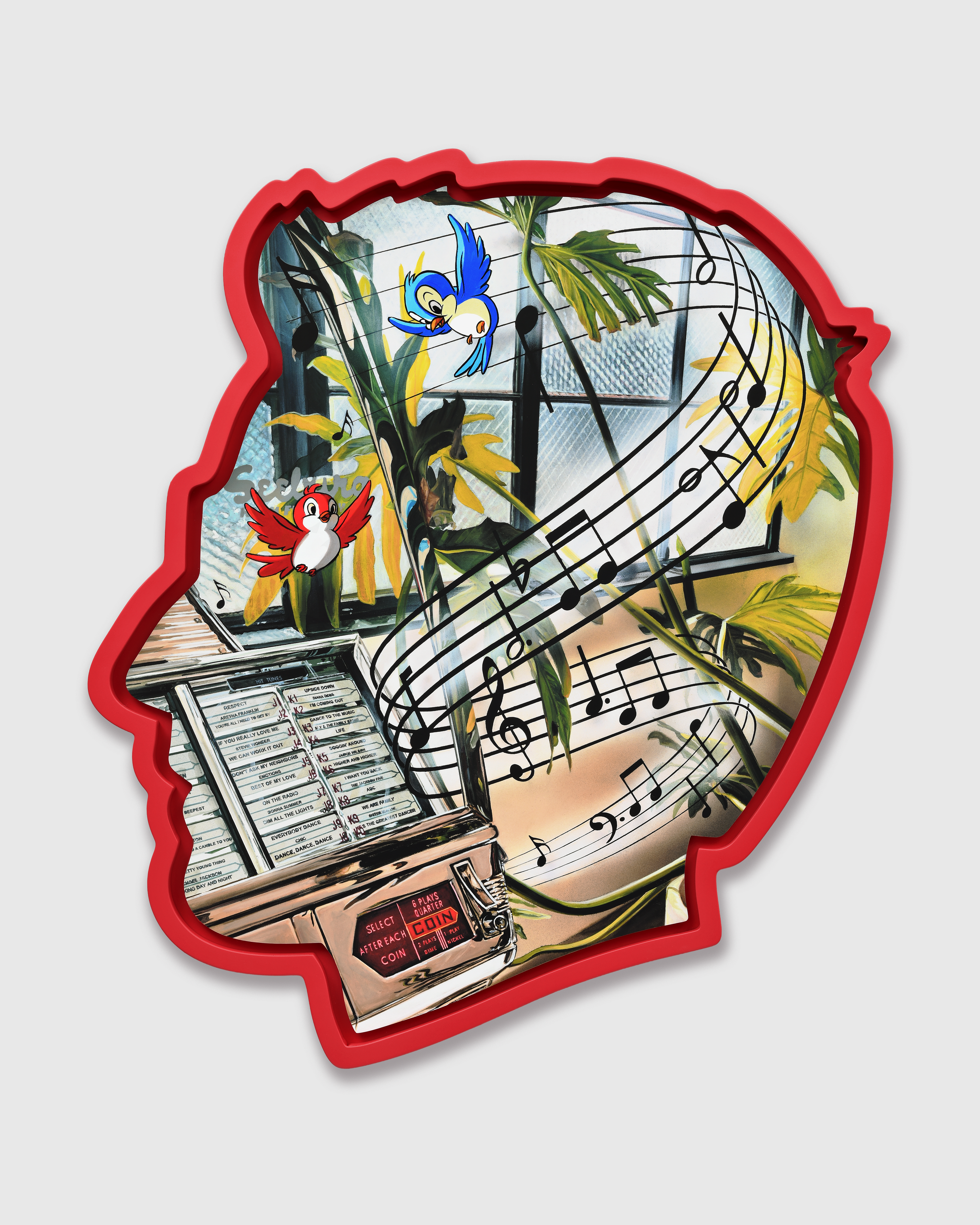 outline of head with brightly coloured image inside