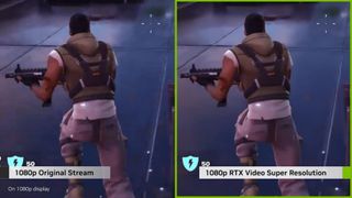 Comparison showing Nvidia VSR (video super resolution) 1.5 update next to the last version.