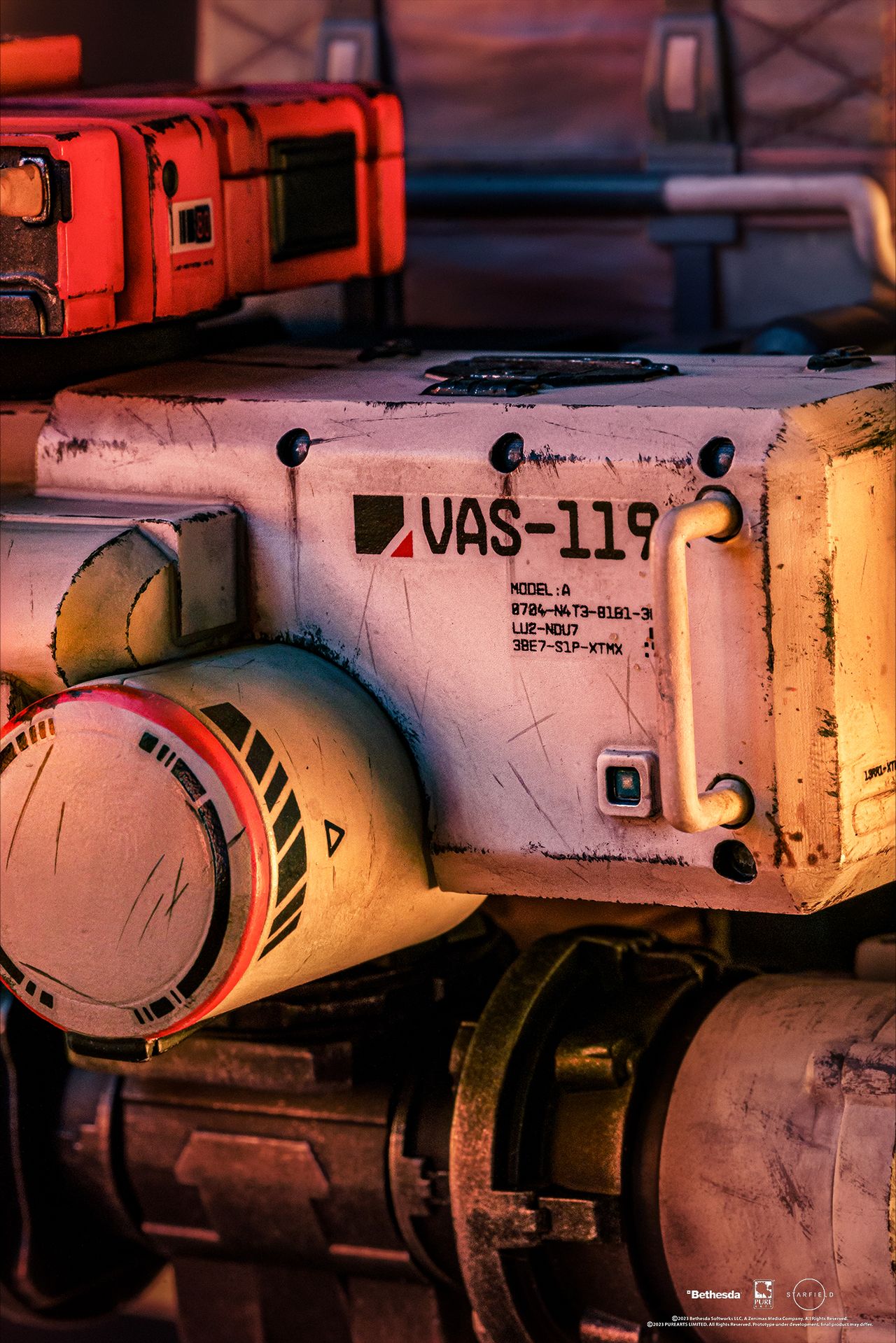 Vasco action figure posed on a sandy planet background
