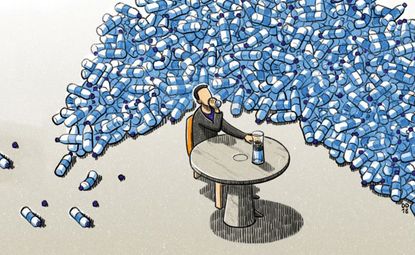 Illustration by Danae Diaz of Picky Nicky surrounded by plastic bottles