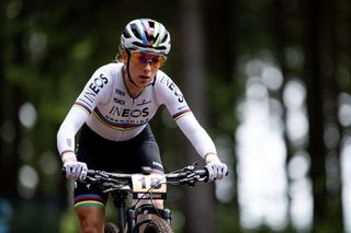 NOVE MESTO NA MORAVE CZECH REPUBLIC MAY 26 Pauline Ferrand Prevot of France and team Ineos Grenadier rides to the victory during the Cross Country Olympic Race XCO of the UCI Mountain Bike World Cup Nove Mesto Na Morave on May 26 2024 in Nove Mesto Na Morave Czech Republic Czech Republic Photo by Billy CeustersGetty Images