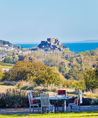View of castle on hill in Jersey