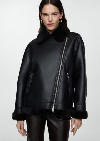 Jacket With Shearling-Effect Lining - Women | Mango United Kingdom