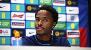 Raheem Sterling addresses the media ahead of England's UEFA Nations League game against Germany.