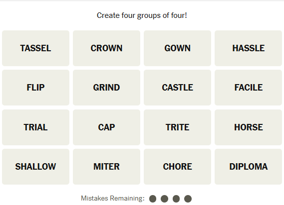 The New York Times Connections puzzle on April 15, 2026