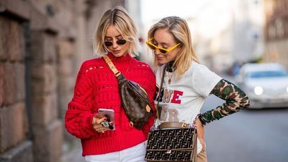 Eyewear, Street fashion, Clothing, Fashion, Red, Shoulder, Sunglasses, Yellow, Outerwear, Jacket, 