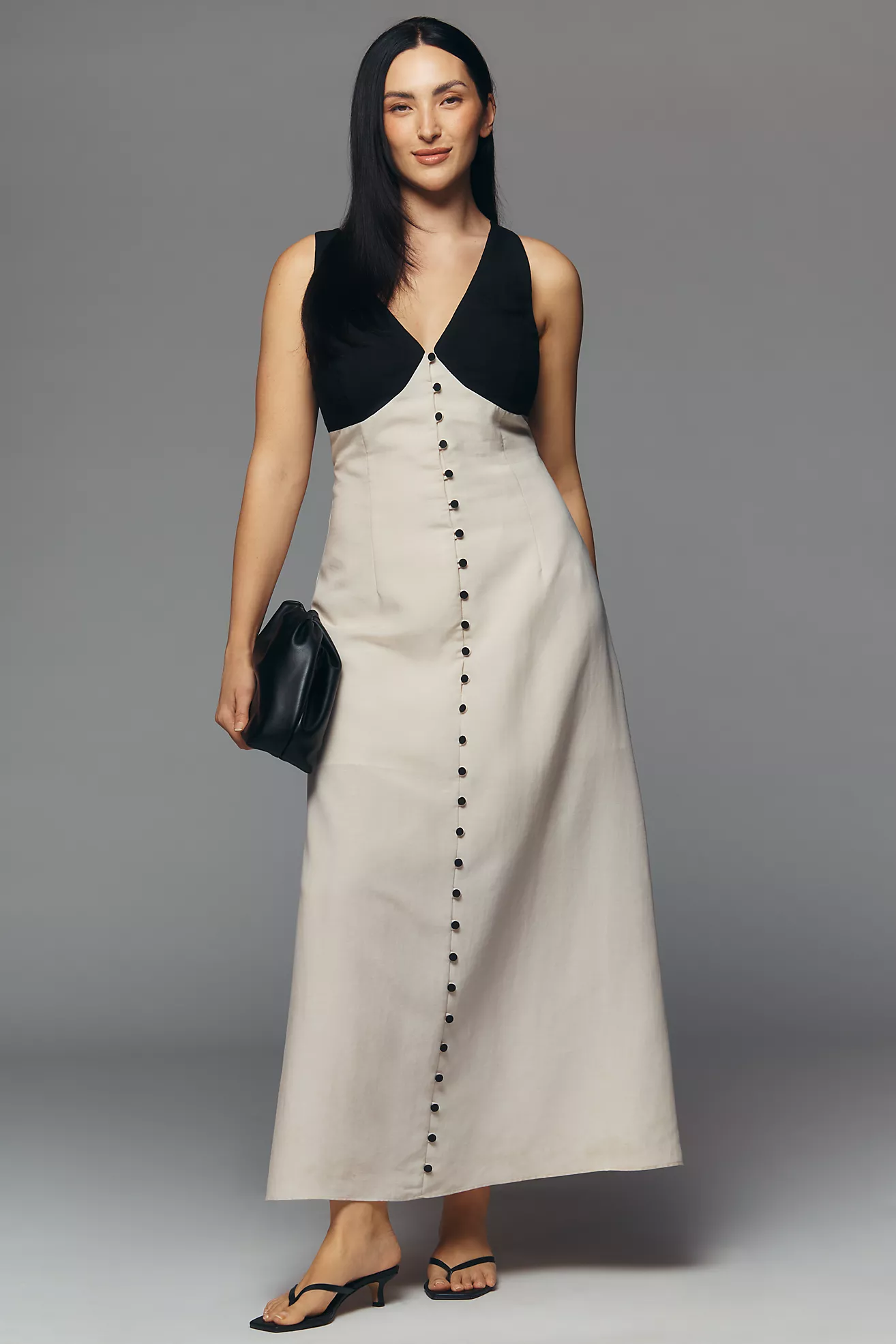 Mare Mare V-Neck Button-Front Maxi Dress