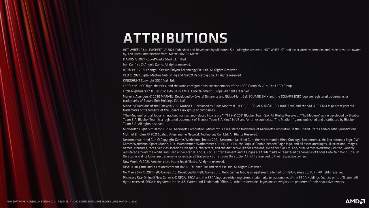 Slide deck for AMD Software Adrenalin Edition 22.3.1 with RSR and FSR 2.0